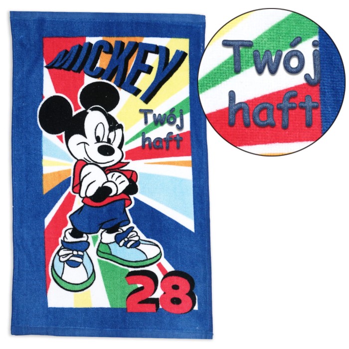 Ręcznik Myszka Mickey kolory 30x50 cm z haftem imiennym