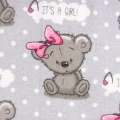 Pielucha flanelowa z ceratką miś girl szary