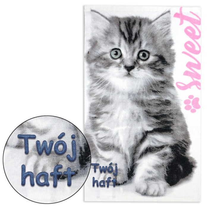 Ręcznik 30x50 cm Kotek sweet z haftem imiennymi