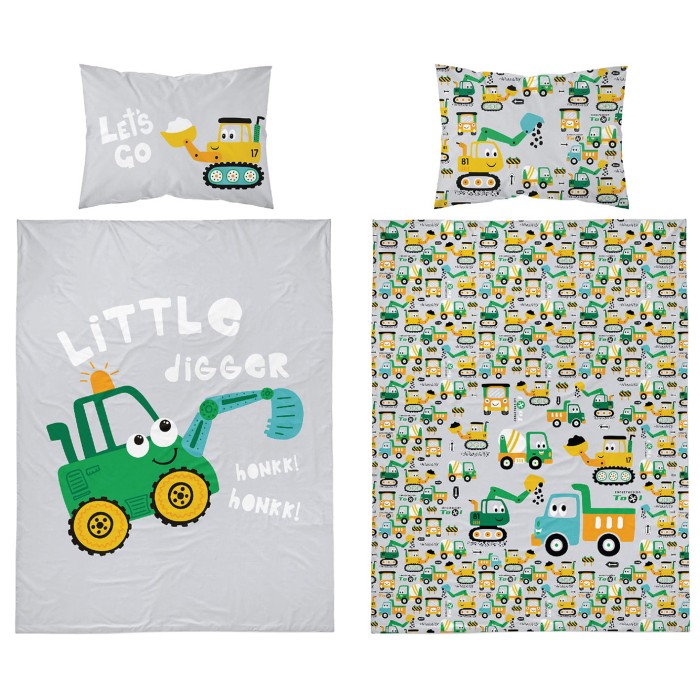 POŚCIEL 100x135 cm koparka zielona