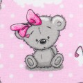 Pielucha flanelowa z ceratką miś girl róż