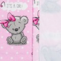 Pielucha flanelowa z ceratką miś girl róż