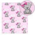 Pielucha flanelowa z ceratką miś girl róż