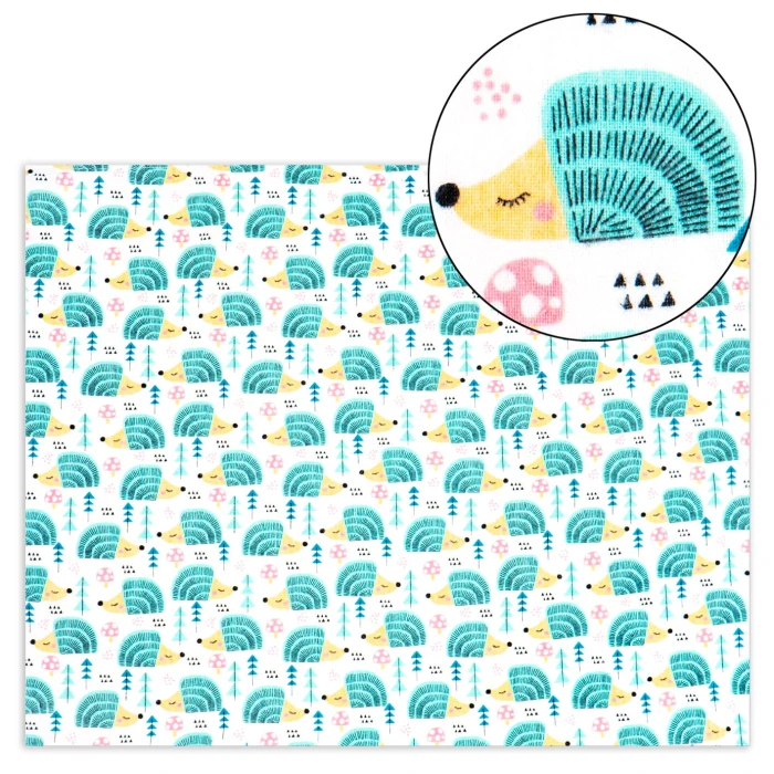 Pielucha flanelowa z ceratką jeż zielony