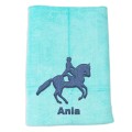 Ręcznik szybkoschnący frotte  dla miłośniczki koni haft jeździec + imię 