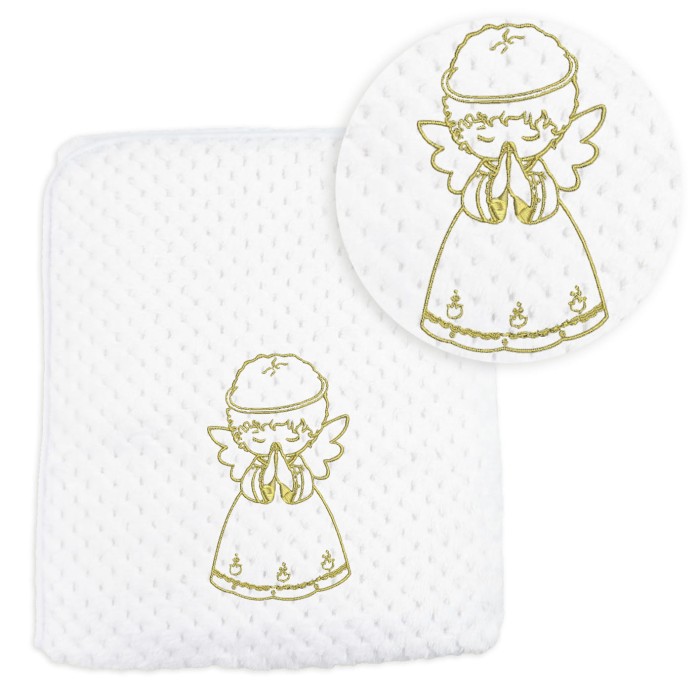 Koc do chrztu soft 80x90 cm anioł modlitwa