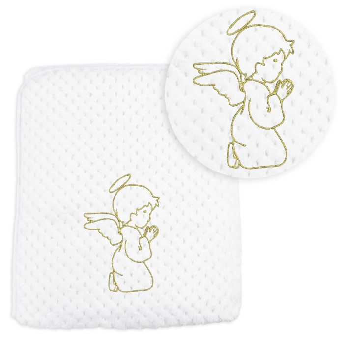 Koc do chrztu soft 80x90 cm anioł klęczący