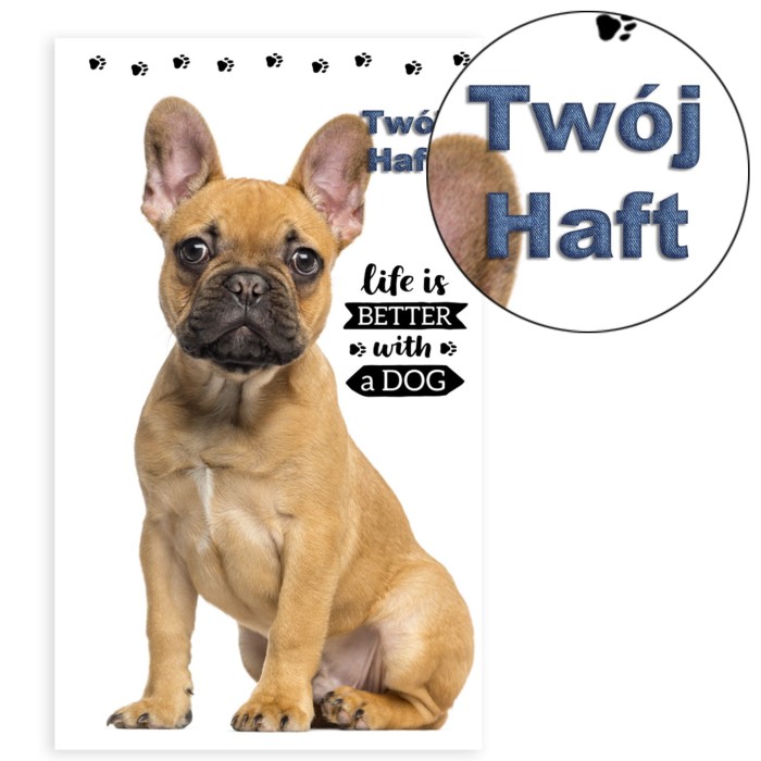 Ręcznik Piesek Buldog 30x50 cm z haftem imiennym