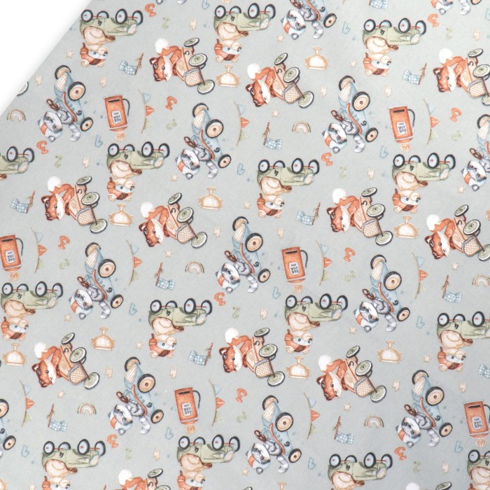 Prześcieradło z gumką zwierzaki w autach 80x160 cm