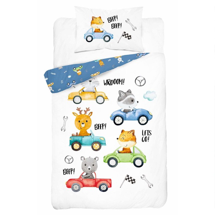 Pościel 90x120 cm zwierzęta beep niebieskie 