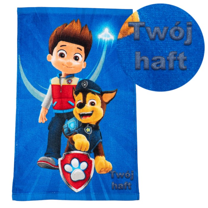 Ręcznik 30x50 cm Psi Patrol Chase i Ryder z haftem imiennym