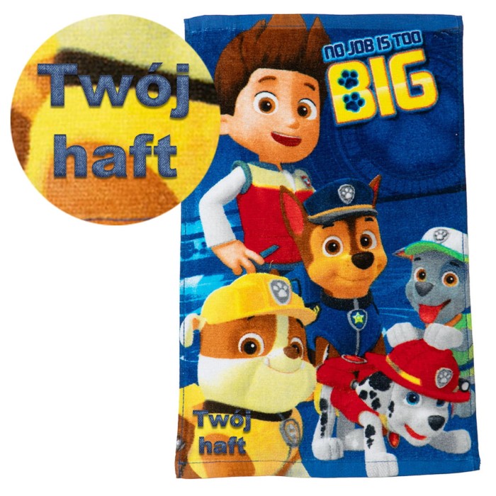 Ręcznik 30x50 cm Psi Patrol Big Job z haftem imiennym