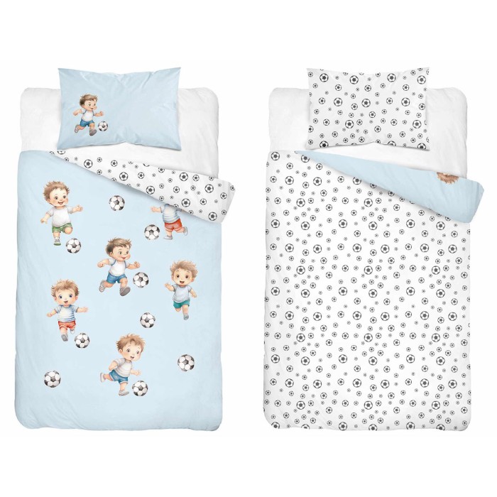 Pościel Piłkarze niebieska 100x135 cm