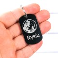 Personalizowany metalowy nieśmiertelnik dla wędkarza z grafiką i imieniem