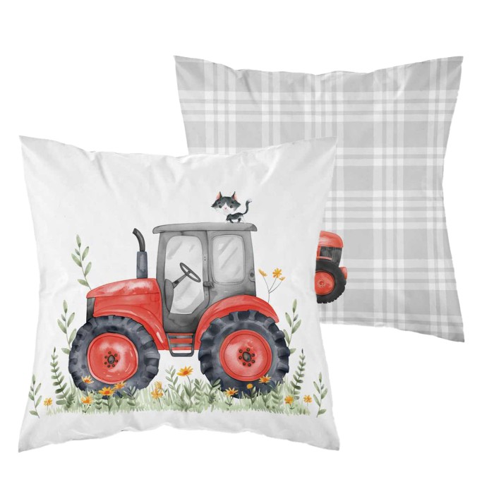 Poszewka 40x40 cm traktor czerwony kot