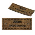 Naszywka skórzana imiennik imię nazwisko prostokąt 5x2cm postarzana