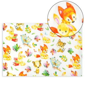 Pielucha flanelowa z ceratką zwierzęta liście