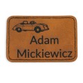Naszywka naprasowanka skórzana imiennik imię nazwisko prostokąt 7,7x5cm