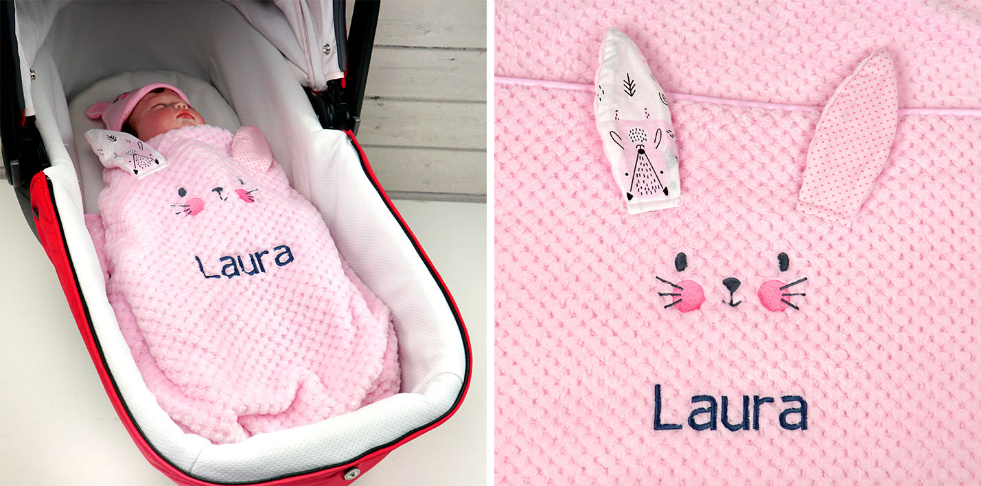 Koc soft animal królik róż laura