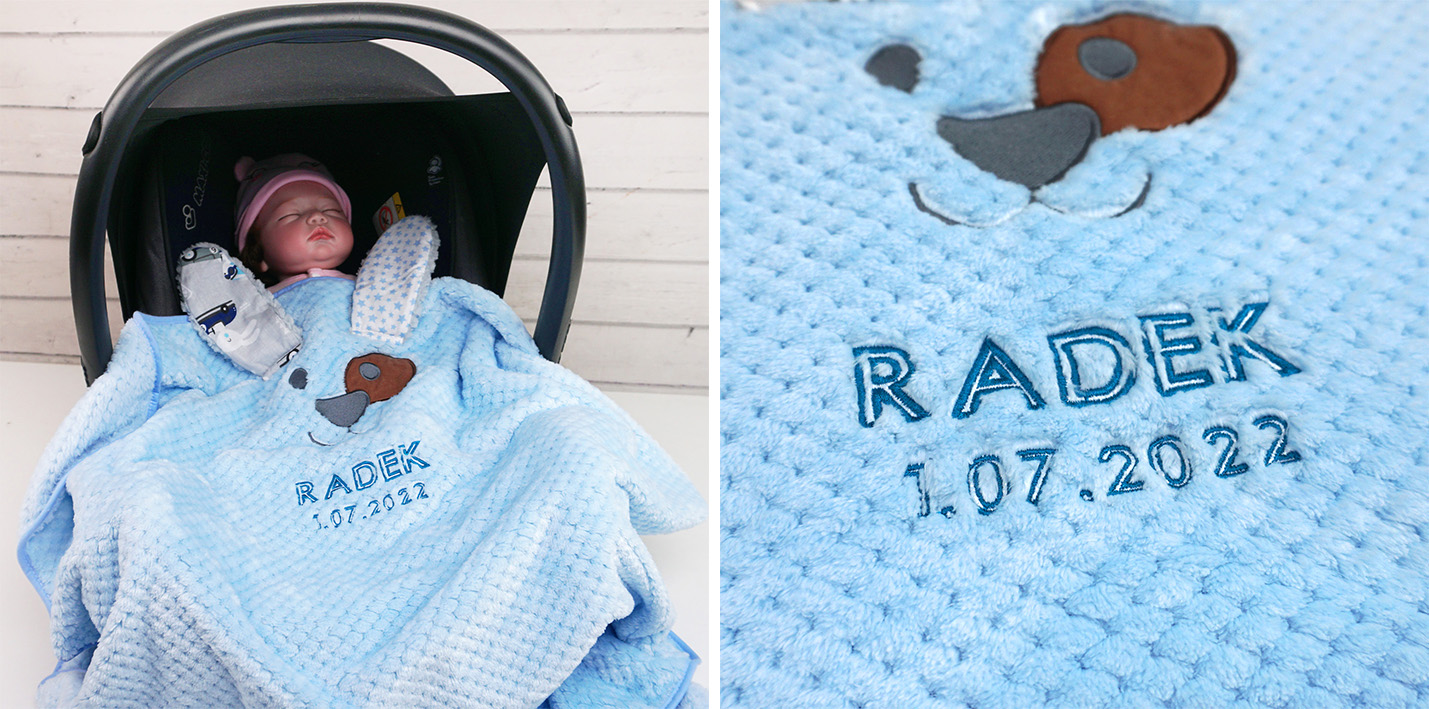 Koc soft animal z haftem