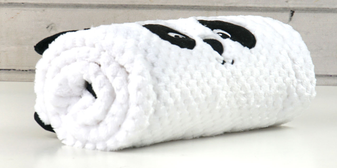 Koc soft do wózka kołyski panda biała