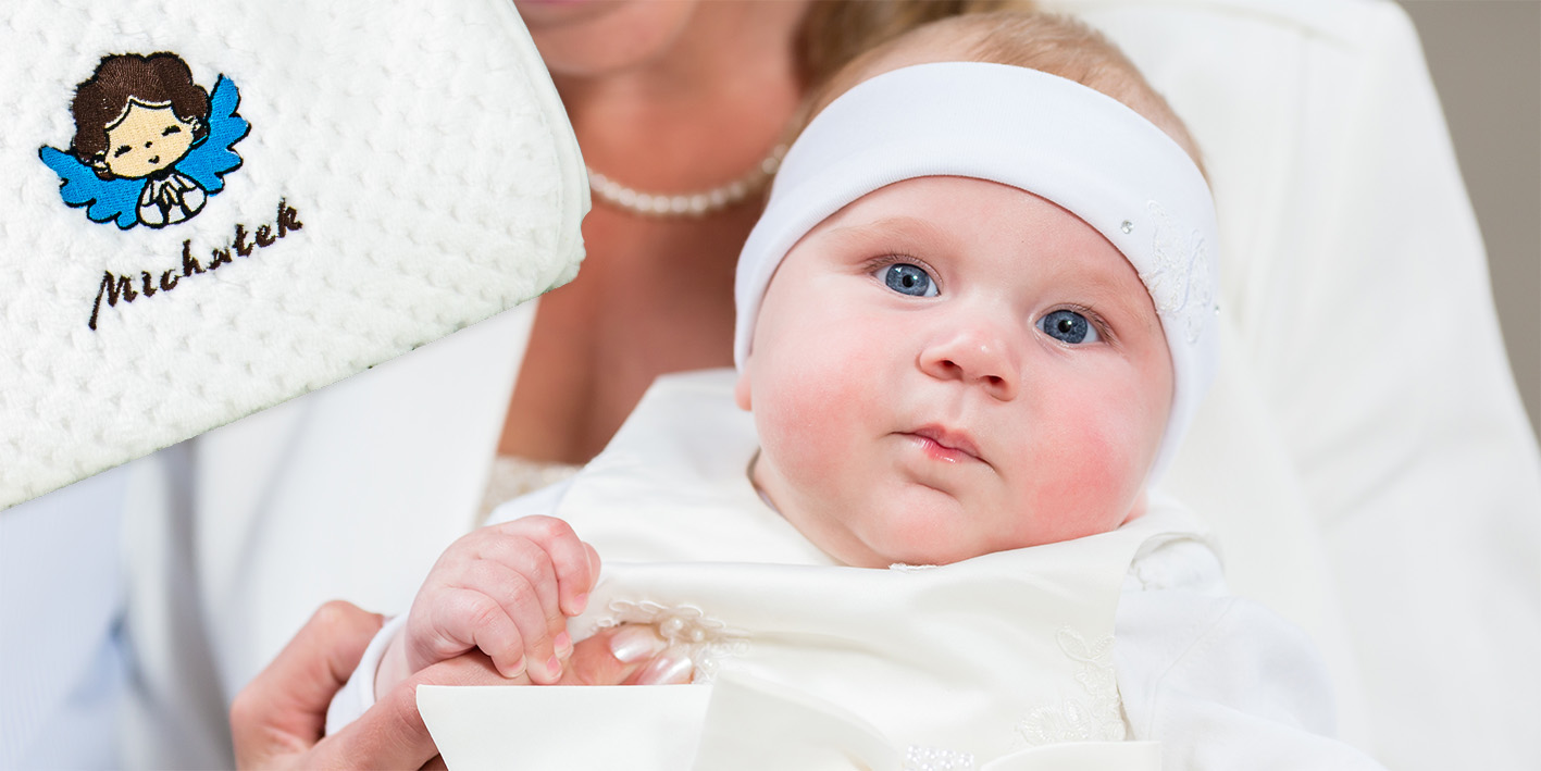 Koc do chrztu soft biały duet częstochowa haftowany aniołek