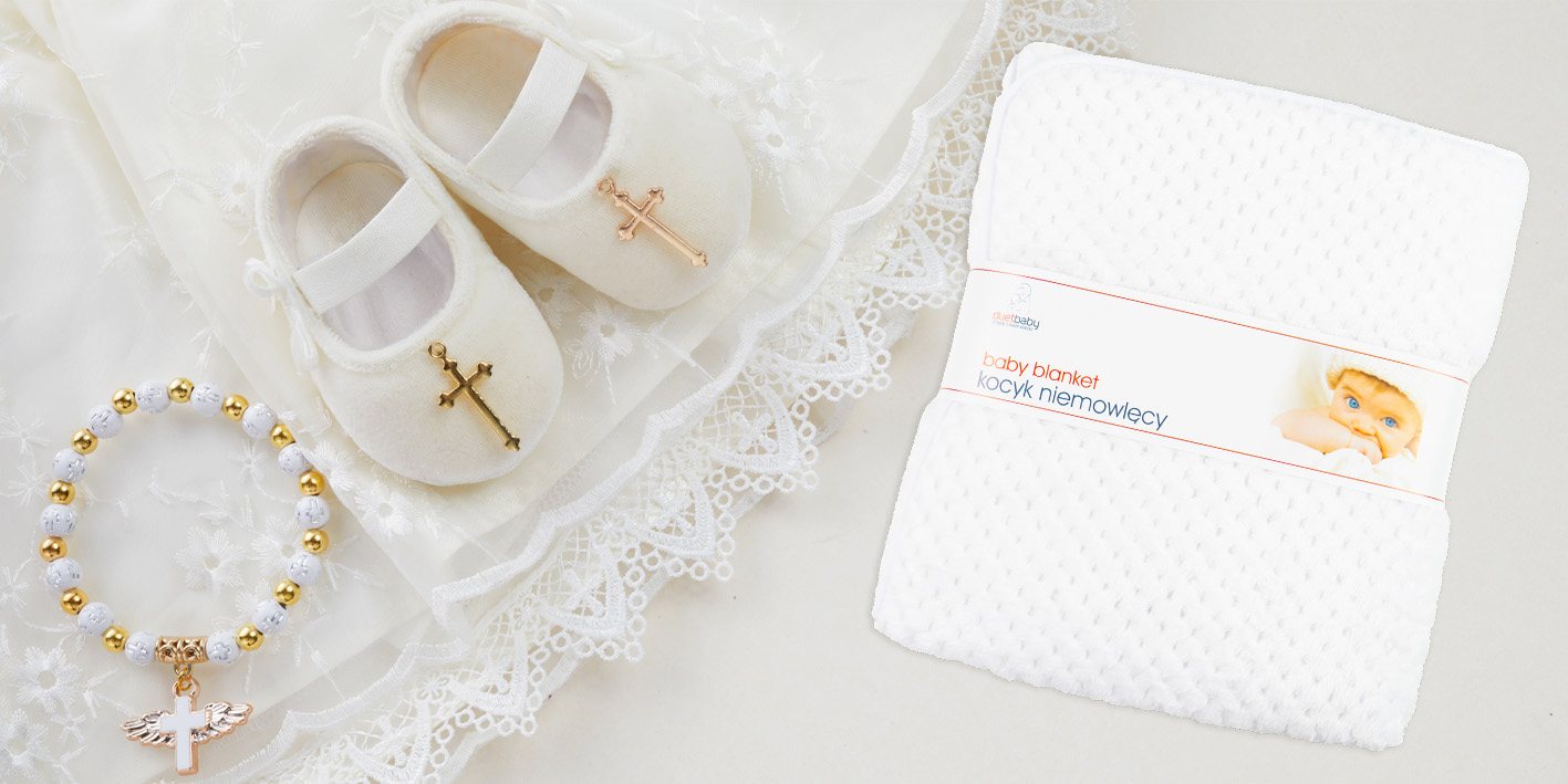Koc do chrztu soft biały duet częstochowa