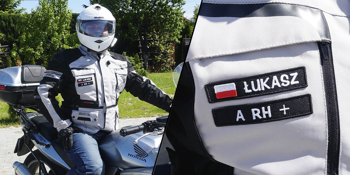 Naszywka motocyklowa imię i grupa krwi