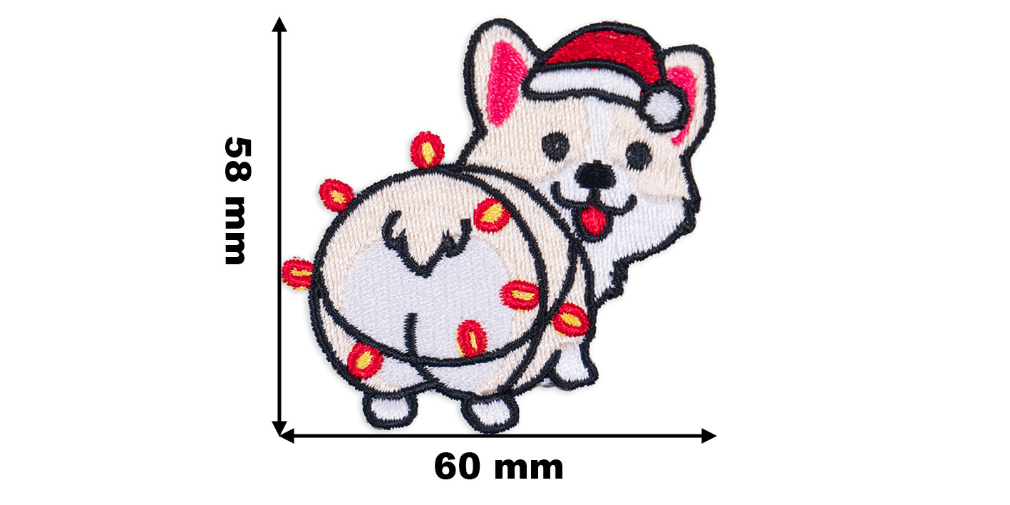 Naszywka naprasowanka Corgi w świątecznych lampkach