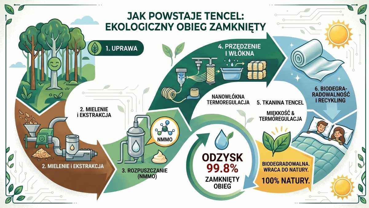 kołdra całoroczna tencel BioSleep jak powstaje tencel