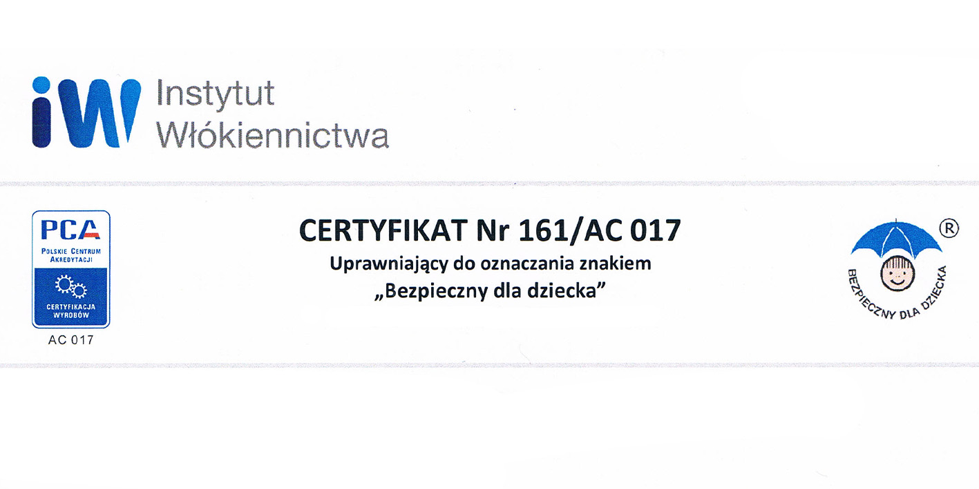 Certyfikat Bezpieczne dla dziecka