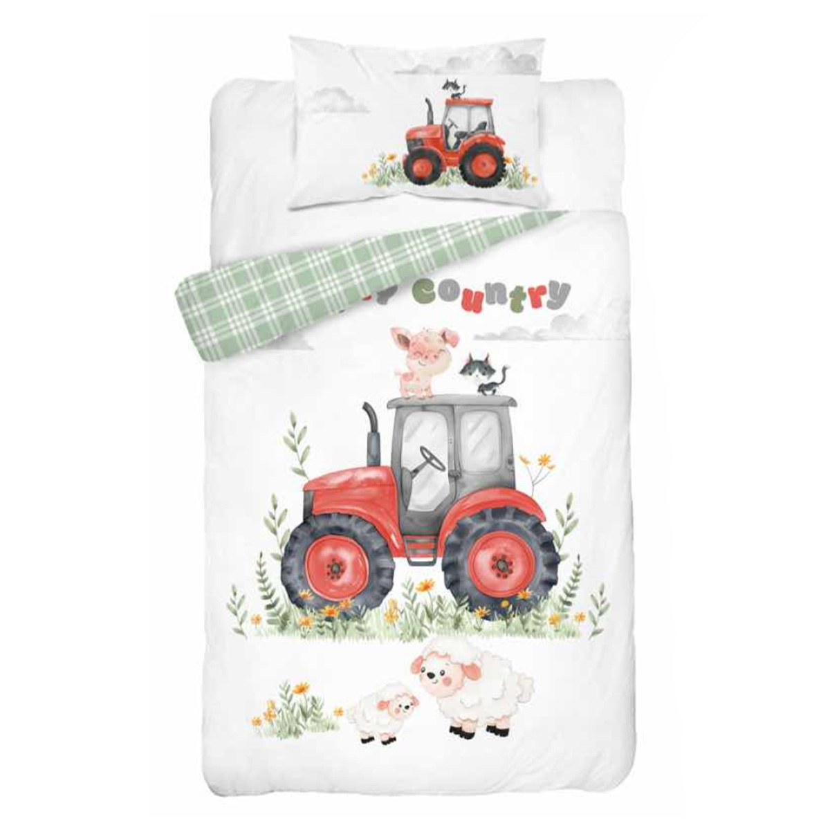 pościel 100x135 traktor czerwony