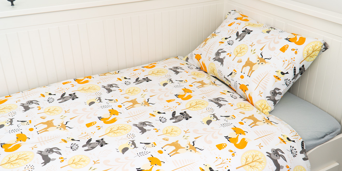 Pościel 100x160 cm 100% bawełna leśna polana zwierzęta