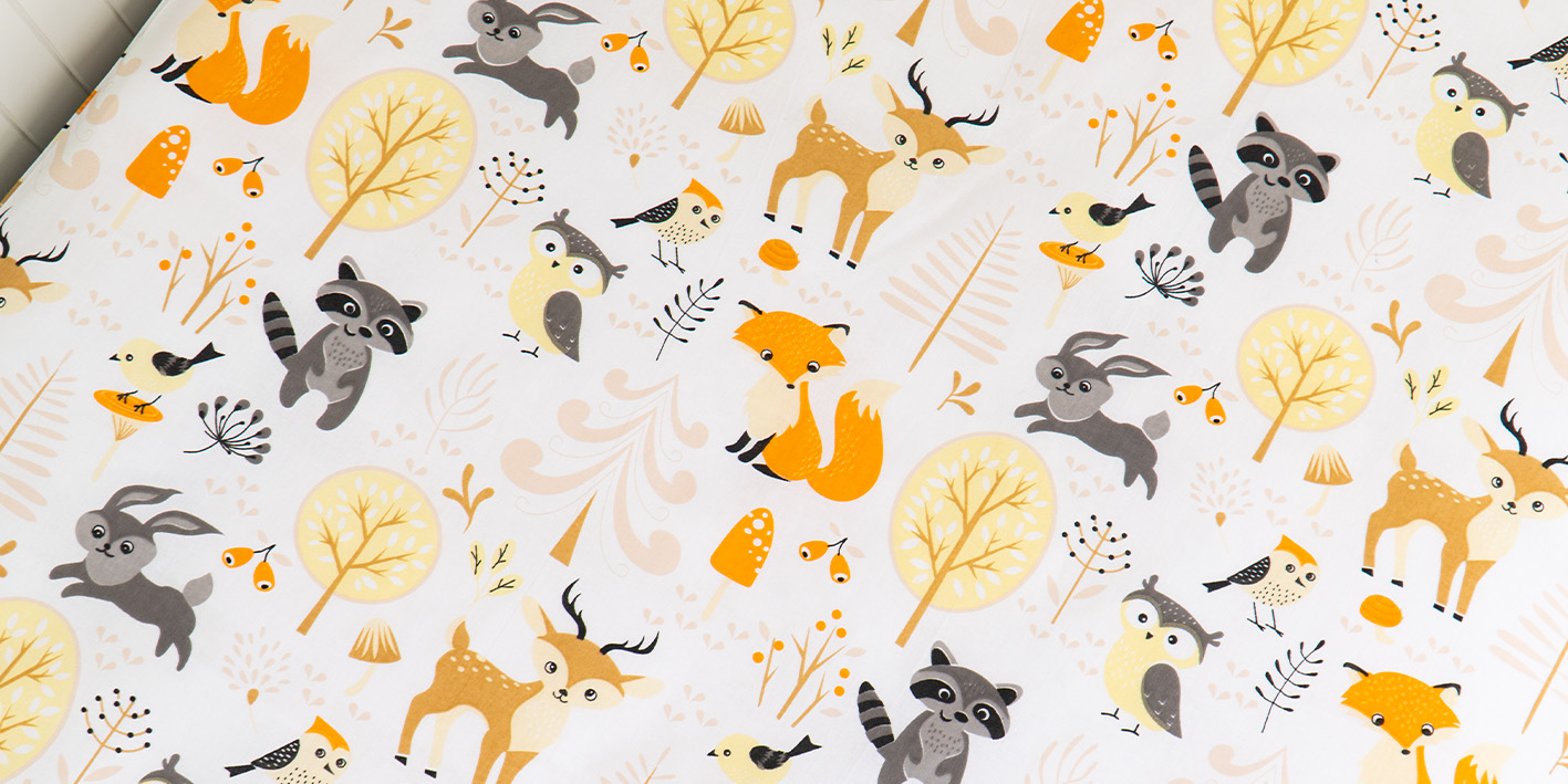 Pościel 100x160 cm 100% bawełna leśna polana zwierzęta