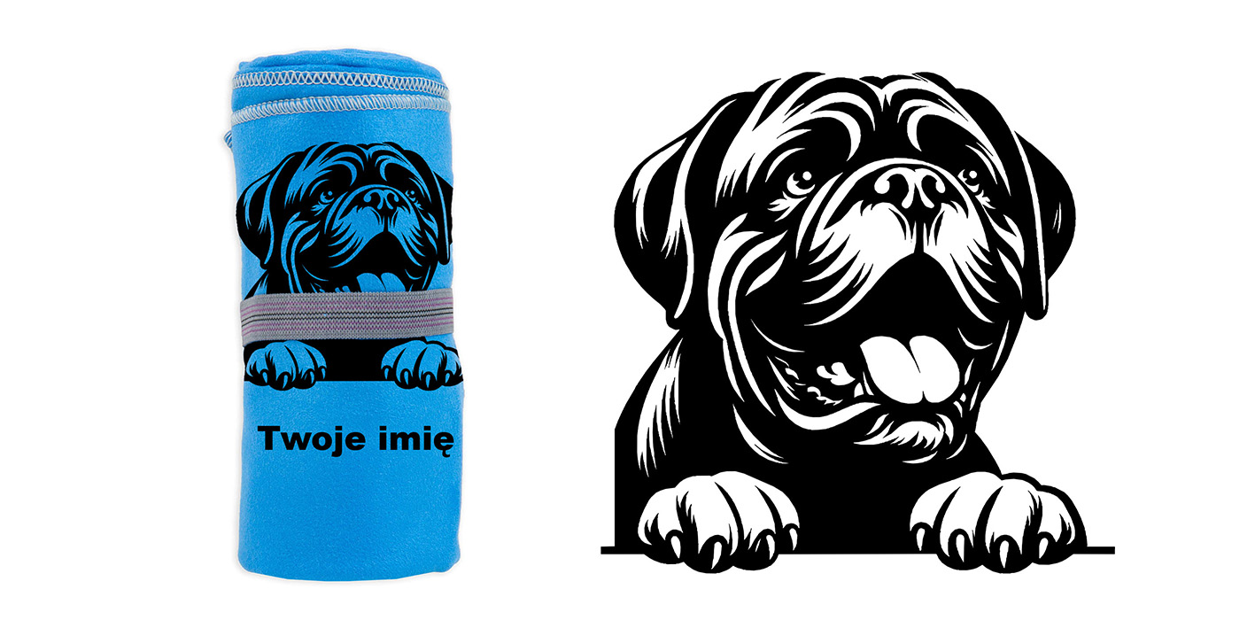 Ręcznik szybkoschnący personalizowany z grawerem bullmastiff