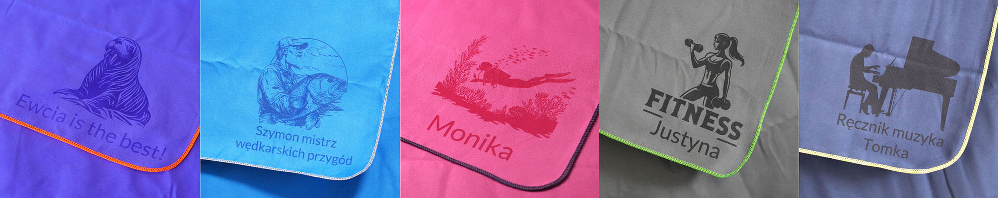 Wzornik kolorów graweru na ręcznikach szybkoschnących z personalizacją