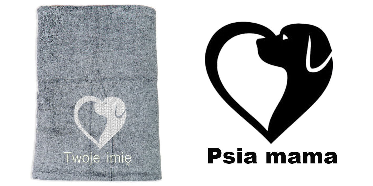 Ręcznik szybkoschnący 70x140 dla wielbiciela psów z haftem