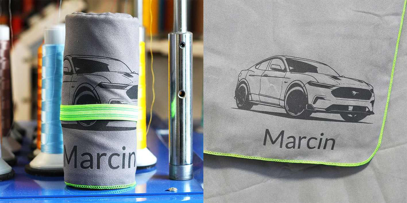 Ręcznik szybkoschnący z grawerem mustang mach-e