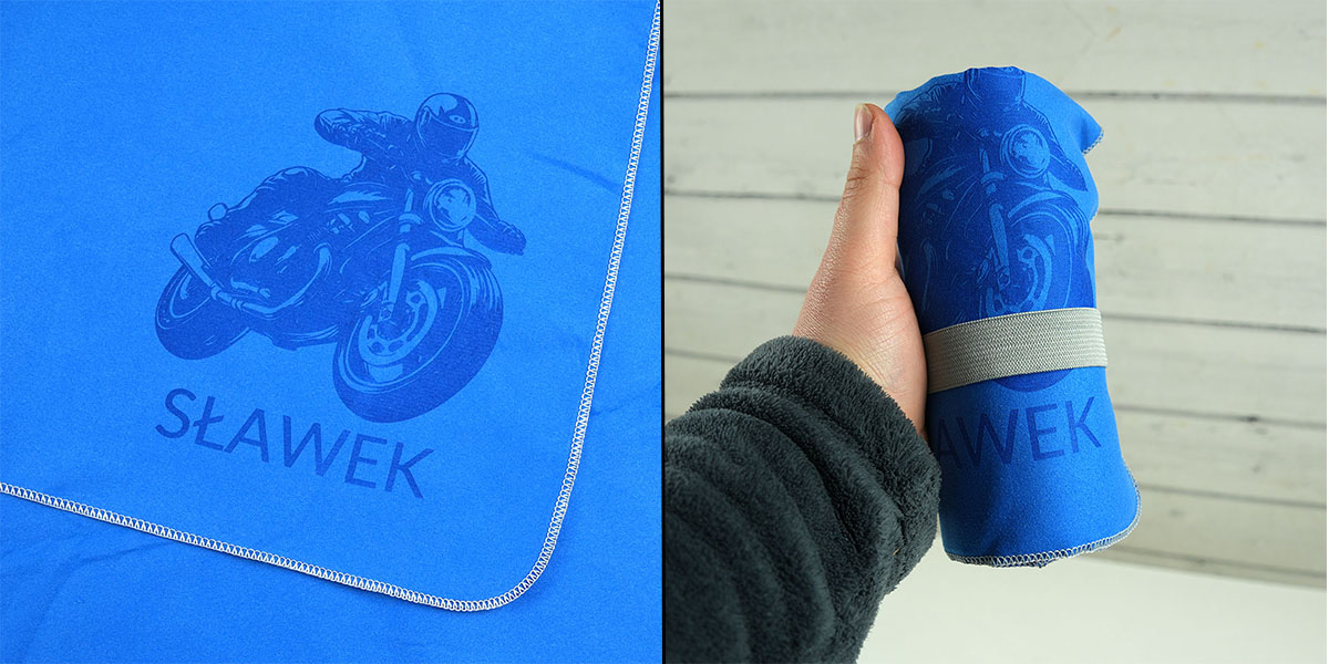 Ręcznik z grawerem dla motocyklisty