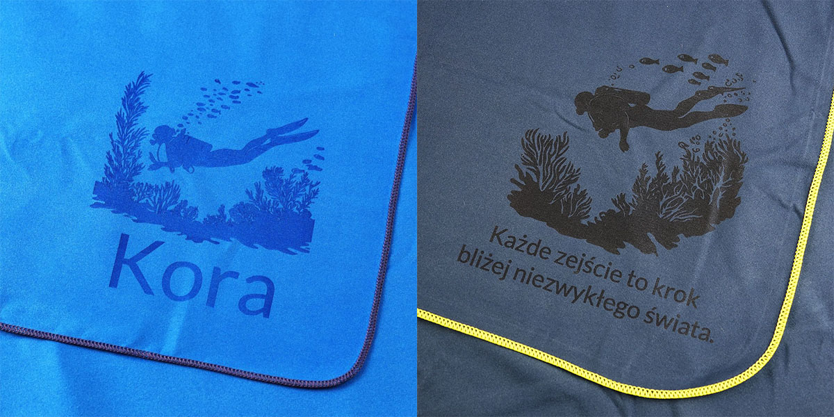 Ręcznik z grawerem nurek wykonane zamówienia