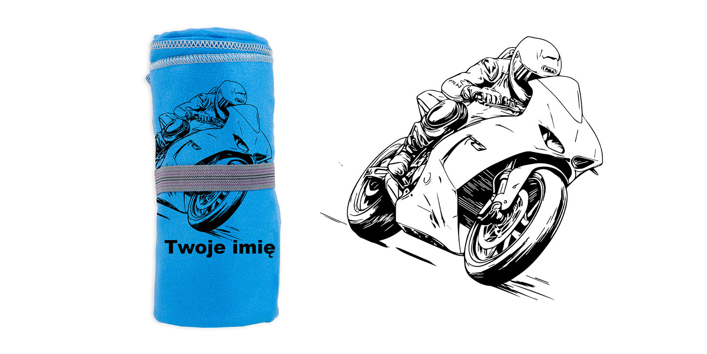 Ręcznik z grawerem motocyklisty