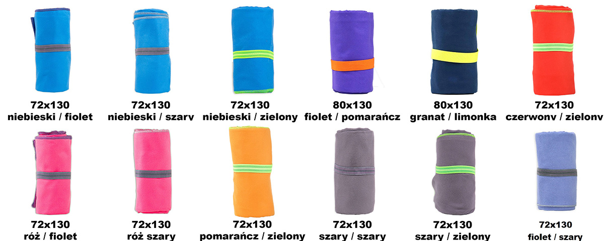 Wzornik kolorów ręczników - prezent ręcznik szybkoschnący z Twoim zdjęciem