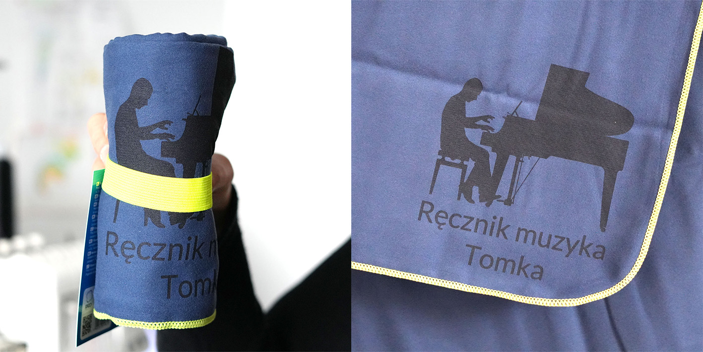 Prezent dla pianisty fortepianisty personalizowany ręcznik szybkoschnący