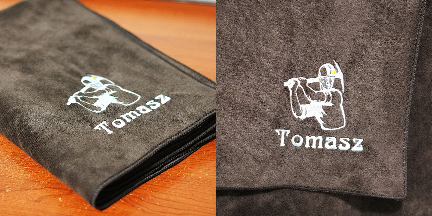 Prezent dla górnika - personalizowany ręcznik szybkoschnący z haftem imienia